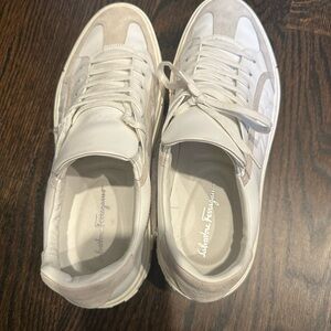 Men’s white leather Ferragamo sneaker